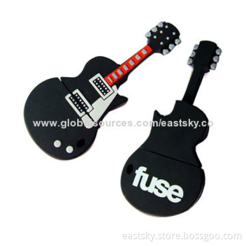 Custom Guitar-shaped USB flash drive, made of soft PVC material, OEM orders welcomed